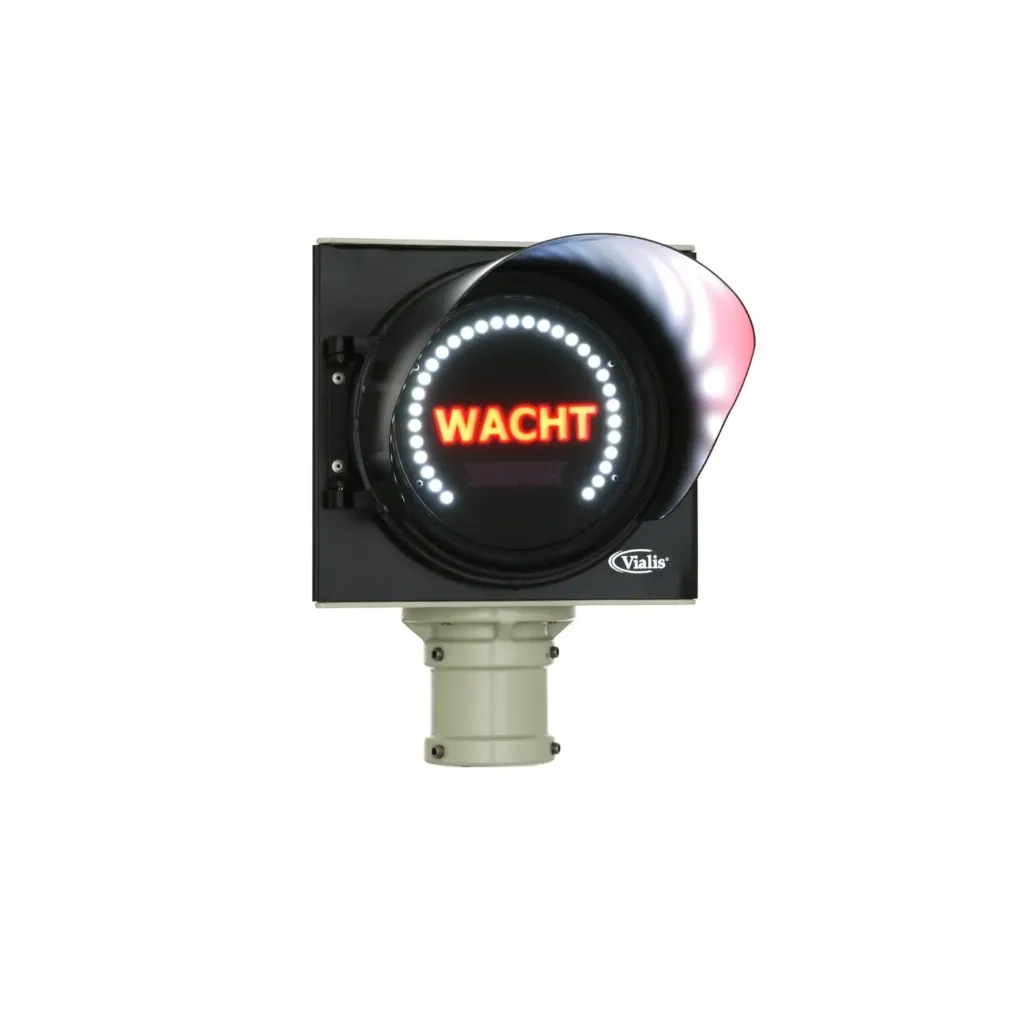 Classic 1-lichter Ø200 mm Wachttijdvoorspeller WACHT (Zwart RAL9005, Aan Neig, 100 mm kort)