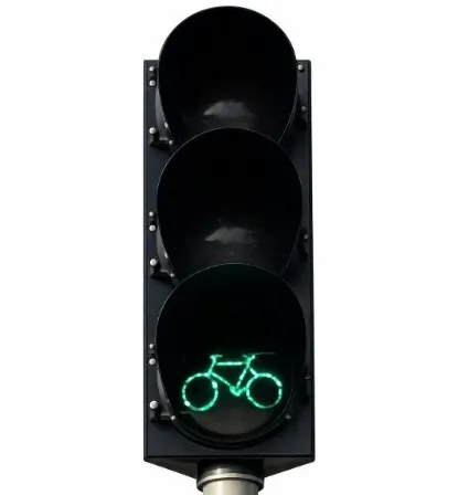 LED 2 Classic Fietslantaarn 3-lichter Ø200 mm (Zwart RAL9005, Op mast 76 mm, 100 mm kort)